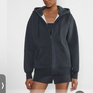 Aritzia Boyfriend Zip. Sweatfleece color Heather Admiral hoodie size Large new w